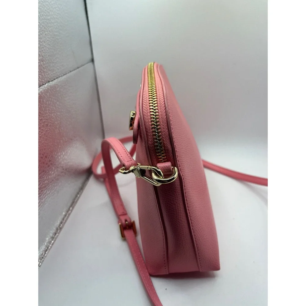 Furla‎ Pink Leather Dome Crossbody Bag Gold Tone Hardware Adjustable Strap